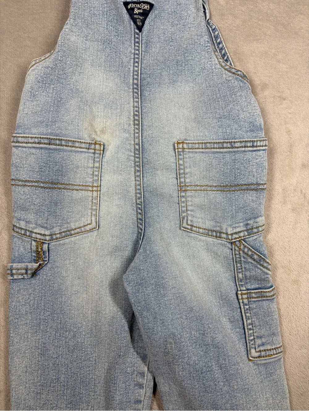 Oshkosh B’gosh Cotton Blend Denim Ligh Blue Jean Overalls Size 3T